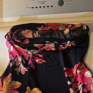 Dana Buchman Black Top with Pink and Yellow Floral Design